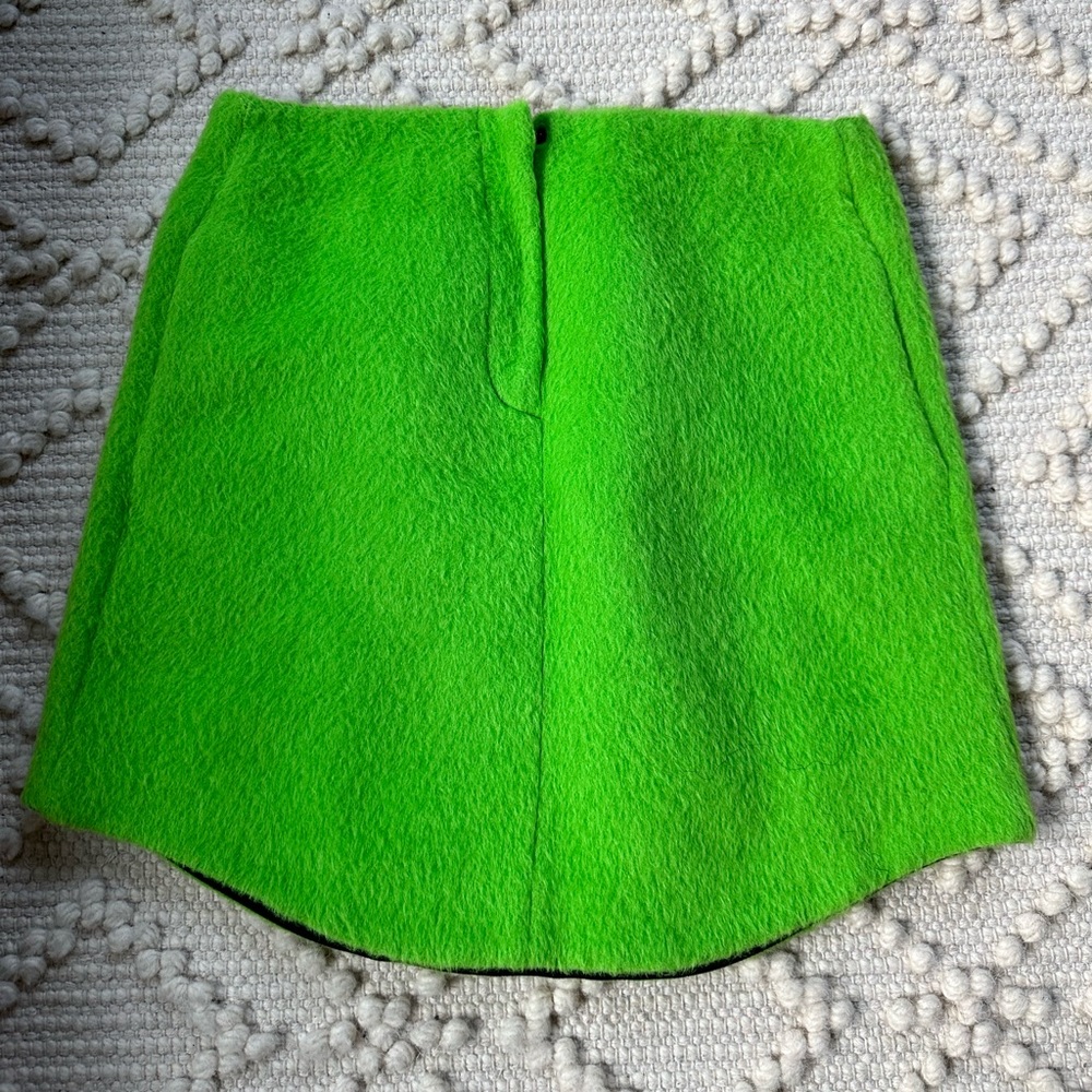 VTG Emporio Armani neon green furry mini skirt